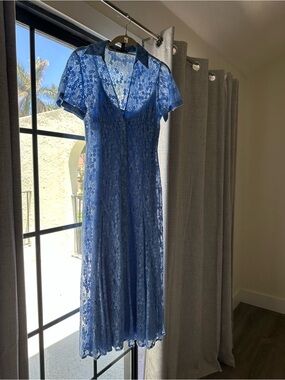 Blue Lace Midi Dress